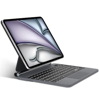 SENGBIRCH Magic Tastatur mit hülle für iPad Air 11" (M3 2025/M2 2024) - Deutsches QWERTZ Layout Hintergrundbeleuchtung Multi-Trackpad Keyboard für iPad Pro 11 Zoll 4./3./2./1, Schwarz