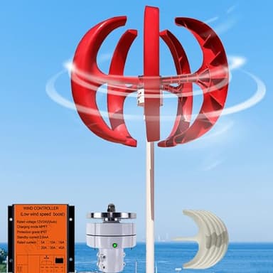Vertikale Windkraftanlage, 500 W, für Wohnmobil, Yachtfarm, 5-Blatt-Windgenerator mit Controller, 1,5 m/s, Windgeschwindigkeitsstart, 12/24 V, Weiß