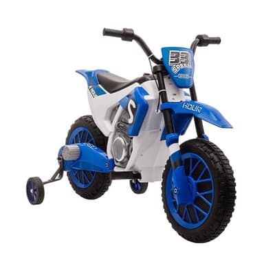 HOMCOM Elektro Kindermotorrad Elektromotorrad Kinder 3-8 km/h Elektro Motorrad mit 2 Stützrädern für Kinder ab 3 Jahre Blau+Weiß