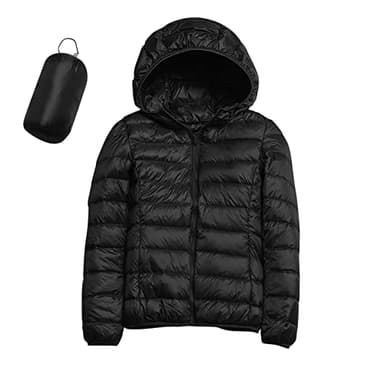 Generisch Leichte Daunenjacke Damen Dünne Steppjacke Damen Leicht Warme wasserdichte Übergangsjacke mit Kapuzen Winter Lose Warm Elegant Daunenjacke mit Reißverschluss Freizeit Outdoor (01 Black, XL)