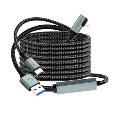 ELUTENG 5m Link Kabel kompatibel mit Oculus/Meta Quest 3/2/Pro/Pico 4 Zubehör and PC/SteamVR, 5Gbps Nylon geflochtenes USB 3.0, 18W Typec zu A+C Kabel