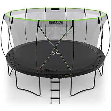 KINETIC SPORTS Trampolin Outdoor 'Ultimate Pro' Ø 244/305/366/427 cm – Kindertrampolin mit Leiter, Fieberglas-Netz, Gartentrampolin im Kürbis-Design, bis zu 160 kg