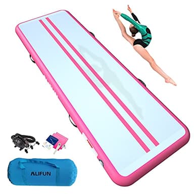 ALIFUN Air Matte Track, 2m/3m/4m/6m Aufblasbar Gymnastikmatte, Turnmatte, Tumbling Matten 10/20cm hoch mit Luftpumpe Geeignet für zu Hause,Fitnessstudio, Training, Cheerleading, Schwimmbad