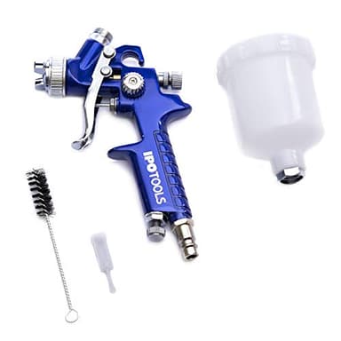 IPOTOOLS Mini HVLP Lackierpistole Spritzpistole 1,0mm Düse - H2000 Profi Farbsprühsystem Spraypistole mit 125 ml Plastikbecher und Edelstahldüse 1,0 mm