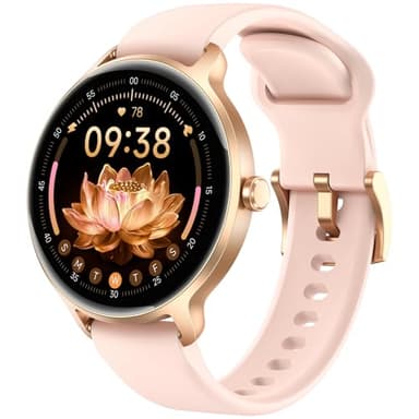 Smartwatch Damen Rund, 1.27" AMOLED Smart Watch mit Telefonfunktion, Fitnessuhr mit Pulsuhr SpO2 Schlafmonitor Schrittzähler, 120+ Sportmodi Sportuhr IP68 Wasserdicht, Uhren Damen für iOS Android