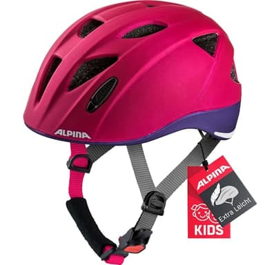 ALPINA Ximo L.E. - Leichter, Sicherer &Bruchfester Fahrradhelm, mit optionalen LED-Licht, Für Kinder, deeprose-Violet, 49-54 cm