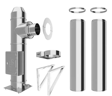 Edelstahlschornstein Bausatz - Doppelwandiger Schornstein aus hochwertigem Edelstahl in allen Längen und Durchmessern (Ø 150mm, 3,2m)