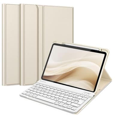 FINTIE Tastatur Hülle für iPad Air 11" (M3) 2025/(M2) 2024, iPad Air 10.9" 5/4 Generation (2022/2020), TPU Rückschale Schutzhülle mit Stifthalter, magnetisch Abnehmbarer QWERTZ Keyboard, Starlight