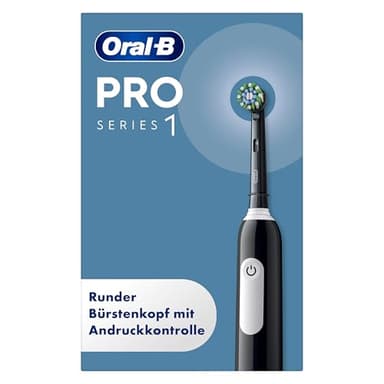 Oral-B Pro Series 1 Elektrische Zahnbürste/Electric Toothbrush, 1 Aufsteckbürste, 3 Putzmodi und Drucksensor für Zahnpflege, Reiseetui, Designed by Braun, black