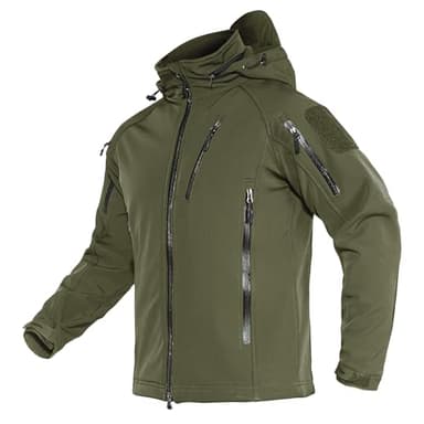 TACVASEN Herren Übergangsjacke Softshell Jacke Outdoor Winddicht Arbeitsjacke Winter Funktions-Fahrradjacke (L, Armeegrün)