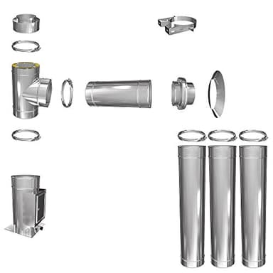 Edelstahlschornstein Schornstein Bausatz doppelwandig DW 150 Höhe 4,5 m