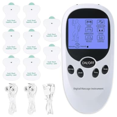 TENS/EMS Gerät Schmerztherapie,Reizstromgerät mit 2 Kanäle, 6 Modi und 11 Intensitäten,Muskelstimulator,Perioden Simulator,Wehen Simulator mit 8 Elektroden Pads,für Bein, Rücken, Schulter, Nacken