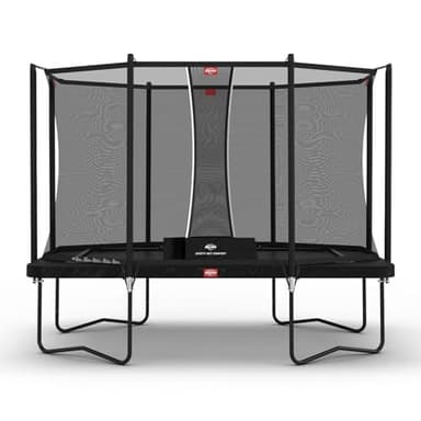 BERG Ultim Favorit Regular Trampolin | Rechteckig 410 cm | Schwarz | Mit Sicherheitsnetz Comfort | Airflow Sprungtuch | UV-beständige Randabdeckung | Robuster Stahlrahmen