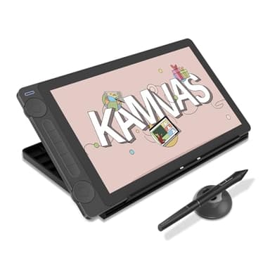 HUION Kamvas 13 Gen 3 Grafiktablett mit Display, 13,3-Zoll-Zeichenmonitor aus Canvas-Glas, 99% sRGB-Abdeckung, neues PenTech 4.0, 16384 Stiftdruck, Zwei Drehregler, Verstellbarer Ständer, Schwarz