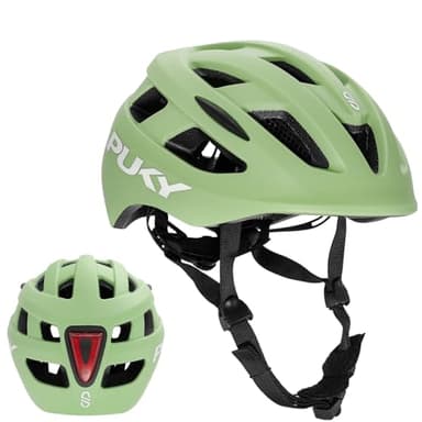 PUKY Helmet S Grün | Kinder Fahrradhelm 48-55 cm | Leichtgewicht 220g | Maximaler Schutz & Belüftung | 360° Sichtbarkeit durch Licht-Modul | Ideal für Sicherheit und Komfort auf dem Fahrrad