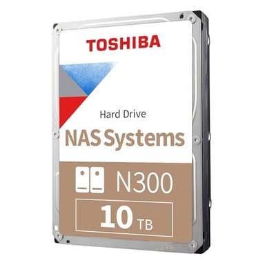 TOSHIBA N300 10TB Interne NAS-Festplatte, 3,5'' SATA HDD, 7200 RPM, 24/7-Betrieb, unterstützt 1-8 Baysysteme, 128MB Cache, 180TB/Jahr Arbeitslast, 3 Jahre Garantie (HDEX01QZNA51F).