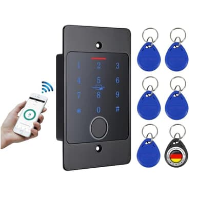 MATHFEL Smart Lock Zugangssystem mit Fingerabdruck & RFID – Elektronisches Türschloss für Haustür, IP66, Code & Transponder, Elektrisches Türschloss Außen, Automatisches Smartes Türschloss (Unterputz)