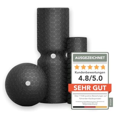 Liebscher & Bracht Original Faszien-Set: Faszienrolle und Faszienball (je 2 Stück) Faszienrollenset, Massageball & Rollen Made in Germany, Übungs-App