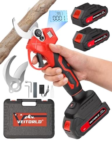 Akku Astschere, 30MM Gartenschere mit 2 Akku 2000mAh, 1000W Bürstenloser Motor Bypass Baumschere, Elektrisch Garten Schere mit LED-Schnittzählerm -Weihnachtsgeschenke für Männer Papa Mama Frauen
