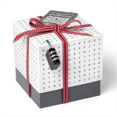 SURPRISA Geschenkbox, Rätselbox Geldgeschenke Verpackung, Gutscheine zum Geburtstag oder Hochzeit, Worträtsel, Größe S (12cm)
