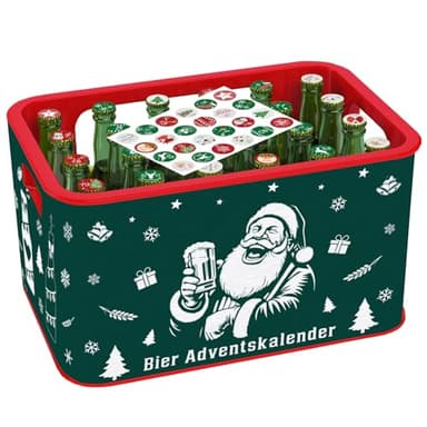 Bier Adventskalender 2025, Männer Adventskalender Bier Deko - Banderole aus Filz mit Klettverschluss und 24 Aufkleber Zahlen für Bierkalende