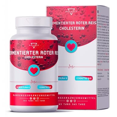 FERMENTIERTER ROTER REIS® CHOLESTERIN - 365 Tabletten für 12 Monate | Cholesterin Senken | Roter Reis Choltesterin | 2,9 mg Monacolin K | Cholesterinpräparate mit Coenzym Q10 | Made in Italy