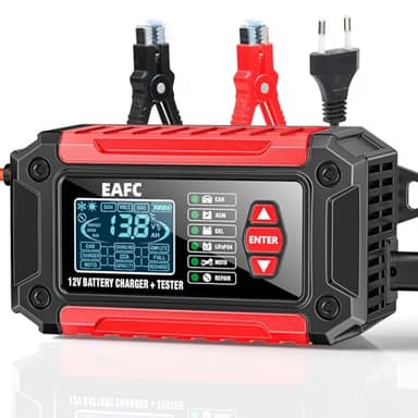6A Autobatterie Ladegerät mit Batterietester kfz 2-in-1, 12V Batterieladegerät mit Analysefunktion für CCA, SOH, SOC - Kompatibel mit AGM, Gel, EFB für PKW, LKW, Motorrad, Boot
