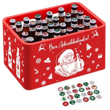 Sinmoe Bier Adventskalender 2025 Adventskalender Bierkalender für Männer Banderole für Bierkasten Deko, Keeps the Weihnachtsstress Away(Schöner Stil)