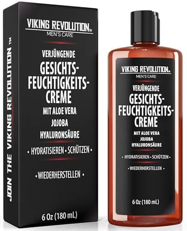 Viking Revolution - Gesichtscreme Männer - Natürliche Gesichtscreme mit Hyaluronsäure, Aloe Vera, Jojobaöl - Anti-Falten, Anti-Aging, Feuchtigkeitsspendend und Schützend - 180 ml
