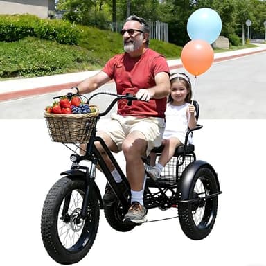 Dfdieratve Elektro Dreirad für Damen & Herren - 500W, 20" Breitreifen, 40km/h, 30km Reichweite, 200kg Zuladung, Tret- & E-Modus - Sicher & komfortabel