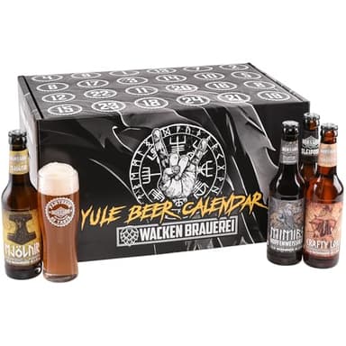 WACKEN BRAUEREI - Wikinger Craft Beer Adventskalender 2025 | 23 x 0,33l Flaschen Bier inkl. Bierglas | Geschenk Box Weihnachten | Weihnachtskalender Männer Biertrinker