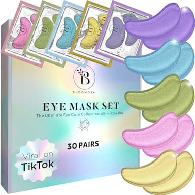 BLOOMORA Gemischte Augenpads (30 Paare) - Eye Pads mit Niacinamid & Augenpads Hyaluron - Augenpadz Gegen Augenringe - Augenringe Entfernen - Eye Patches