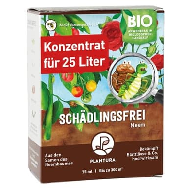Plantura Bio-Schädlingsfrei Neem, effektive Schädlingsbekämpfung mit Neem, gegen Blattläuse, Thripse & Co. an Gemüse, Kräutern & Zierpflanzen, 75 ml Konzentrat für bis zu 25 L (300 m²)