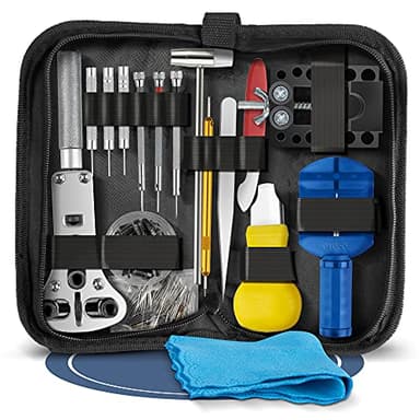 Rothand® Premium Uhrenwerkzeug mit Poliertuch - Aus Carbonstahl - 148-teiliges Uhrmacherwerkzeug Set - Mit Uhrenöffner für Batterie-& Dichtungswechsel