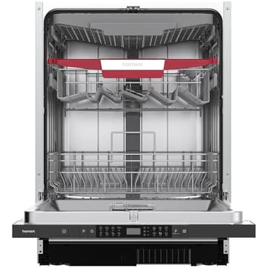 homeX Geschirrspüler 60 cm, Spülmaschine vollintegrierbar - 14 Maßgedecke, 8 Programme, AquaStop, Besteckschublade, 44 dB, Bodenlicht, Automatische Türöffnung, Einbaugeschirrspüler vollintegriert