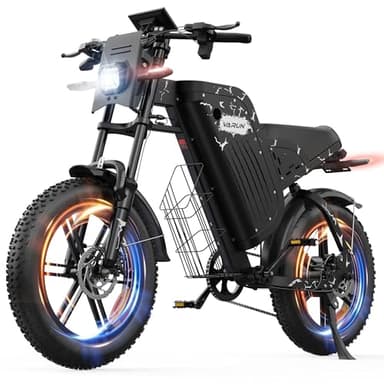 VARUN E Bike, 20 * 4.0 Zoll E-Bike Herren mit 48V 31.5Ah / 20.8Ah Akku, bis zu 160-180 KM, 250W 85Nm Motor, Fatbike Ebike mit Vollfederung, Blinker, 7 Gang All-Terrain E-Mountainbike mit EU-Konformes