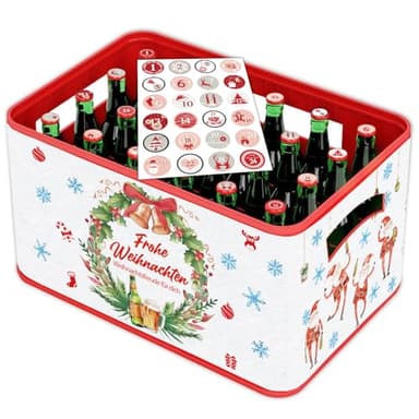 Bier Adventskalender 2025, Männer Adventskalender Bier, Bastelset aus Filz mit Klettverschluss, und 24 Aufkleber Zahlen für Kronkorken Bierchen