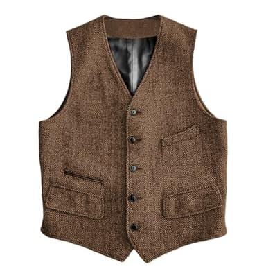 Solovedress Wolle Anzugweste Formale Regular Fit Weste Anzug Weste für Hochzeit Groomsmen(Brown,M)