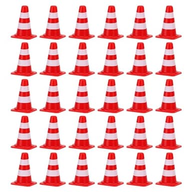 JDCMEI 30 Stücke Mini Pylonen Miniatur Pylonen Mini Verkehrskegel Verkehrshütchen Markierungskegel Kinder Leitkegel Hütchen Verkehrskegel für Modellbau Fußballtraining Straßensperre Spielzeug