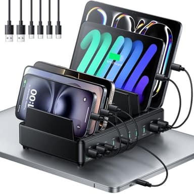 Rocoren 400W Ladestation Mehrere Geräte USB C Charging Station, GaN PD100W 10 Anschlüsse Familien Handy Ladestation Desktop Ladegerät mit Schnell-Laden Kompatibel mit MacBook Pro/Air, iPhone, Galaxy