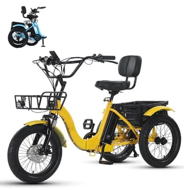 EaThsalL 18 E BIK Klappbar Elektro Dreirad für Erwachsene 3 Rad Elektrodreirad mit Gepäckkorb Breitreifen für Erwachsene Zusammenklappbar, Leichter Einstieg 30 kg Tragkraft