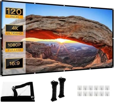 Leinwand Beamer verdickte und Anti-Falten tragbare Beamer Leinwand, 16:9 HD Faltbare Projektor Leinwände für Heimkino, Büro und Camping (120)