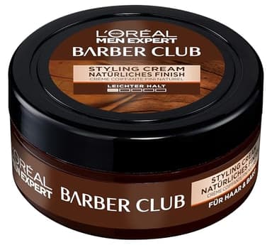 L'Oréal Men Expert Bart Styling Pomade für Männer, Haar- und Bartwachs für einen definierten Style, Bartpflege für Herren mit holzigem Duft und ätherischem Zedernholzöl, Barber Club, 1 x 75 ml