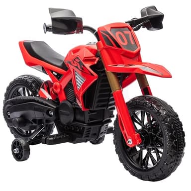 AIYAPLAY Elektro Kindermotorrad Elektromotorrad mit Hupe, Kinder 3 km/h Elektro Motorrad mit 2 Stützrädern für Kinder von 3-8 Jahren Rot