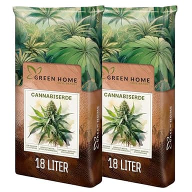 Green Home Cannabis & Hanferde 36 Liter | All Mix Erde für Wachstum & Blüte | Perfekt für Autoflower | Mit Perlite, Weißtorf & Kokosfaser | Langzeitnährstoffe | Optimaler pH-Wert: 5,8
