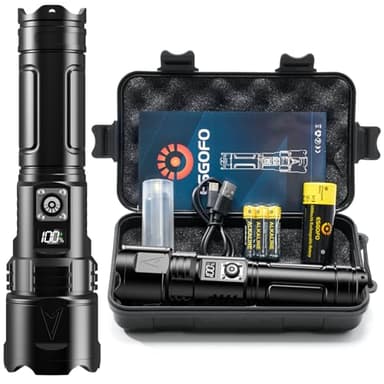 Esgofo LED Taschenlampe Extrem Hell 1000000 Lumen USB C Aufladbar, Große Reichweite Helle Multifunktionale Taktische Taschenlampen, Aufladbare Starke led-taschenlampe langlebig Flashlight Torch Light