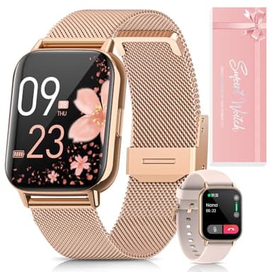 【Geschenkbox】Smartwatch Damen mit Telefonfunktion, 1.83" HD Armbanduhr Herzfrequenz Schlafmonitor Menstruationszyklus SpO2, IP68 Smart Watch mit 113+ Sportmodi Schrittzähler für iOS Android Roségold