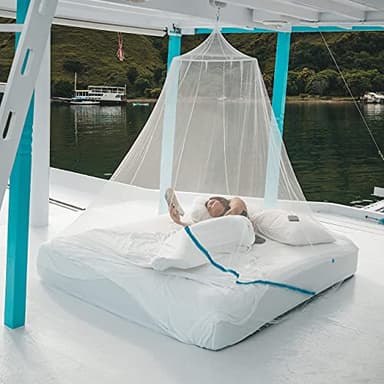 GlisGlis Blue Pyramid, Moskitonetz für Bett auf Reisen, bereits imprägniert, Eingang mit Reißverschluss, Mückennetz, feinmaschiger Netzstoff, inklusive Gummizug zum Befestigen, Insektenschutz