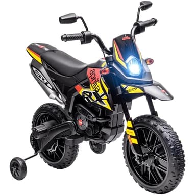 AIYAPLAY Elektro Kindermotorrad Aprilia Elektromotorrad mit USB, Stützrädern, Musik, Scheinwerfer, Kinder 6 km/h Elektro Motorrad mit 2 Stützrädern für Kinder von 3-8 Jahren Gelb