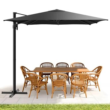 4smile Ampelschirm 300 x 300 cm: UV-Schutz 50+ & 360° Rundumabdeckung, windfest Alu mit einfacher Höhenverstellung - Grau